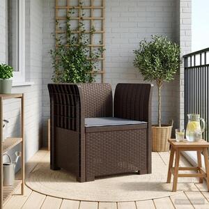 Imagine vidaXL Fotoliu cu 1 Loc cu Pernă Aspect Rattan PP Maro