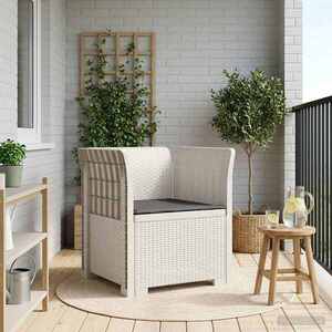 Imagine vidaXL Fotoliu cu 1 Loc cu Pernă Aspect Rattan PP Alb