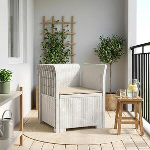 Imagine vidaXL Fotoliu cu 1 Loc cu Pernă Aspect Rattan PP Alb