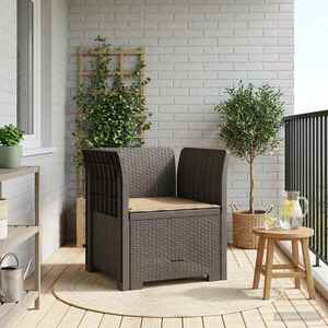 Imagine vidaXL Fotoliu cu 1 Loc cu Pernă Aspect Rattan PP Gri deschis