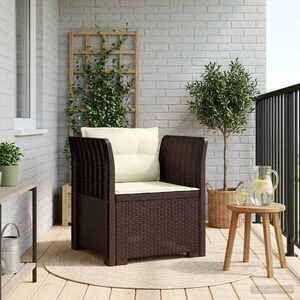 Imagine vidaXL Fotoliu cu 1 Loc cu Perne Aspect Rattan PP Maro