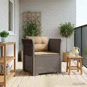 Imagine vidaXL Fotoliu cu 1 Loc cu Perne Aspect Rattan PP Gri deschis