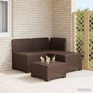 Imagine vidaXL Canapea pentru Grădină cu 3 Locuri Aspect Rattan PP Maro