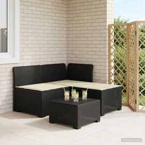 Imagine vidaXL Sofa de grădină cu 3 locuri, cu perne, aspect de rattan PP