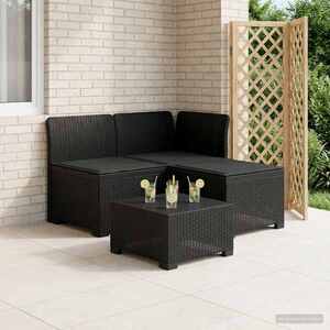 Imagine vidaXL Sofa de grădină cu 3 locuri, cu perne, aspect de rattan PP