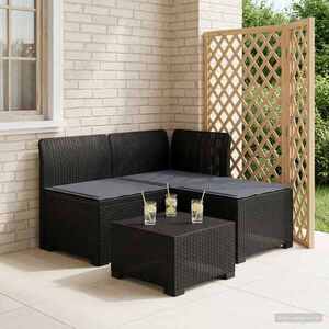 Imagine vidaXL Sofa de grădină cu 3 locuri, cu perne, aspect de rattan PP