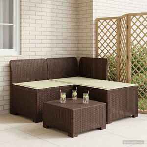 Imagine vidaXL Sofa de grădină cu 3 locuri, cu perne, aspect de rattan PP Maro