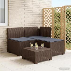 Imagine vidaXL Sofa de grădină cu 3 locuri, cu perne, aspect de rattan PP Maro