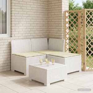 Imagine vidaXL Sofa de grădină cu 3 locuri, cu perne, aspect de rattan PP Alb
