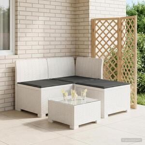 Imagine vidaXL Sofa de grădină cu 3 locuri, cu perne, aspect de rattan PP Alb
