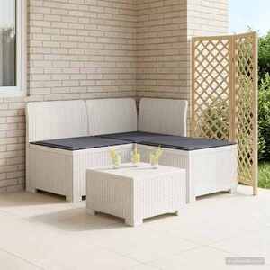 Imagine vidaXL Sofa de grădină cu 3 locuri, cu perne, aspect de rattan PP Alb