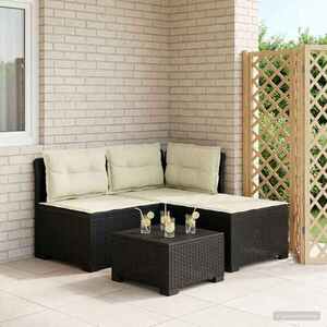Imagine vidaXL Sofa de grădină cu 3 locuri, cu perne, aspect de rattan PP