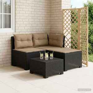 Imagine vidaXL Sofa de grădină cu 3 locuri, cu perne, aspect de rattan PP