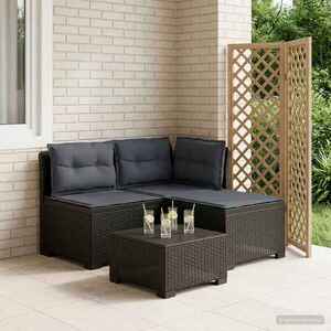 Imagine vidaXL Sofa de grădină cu 3 locuri, cu perne, aspect de rattan PP