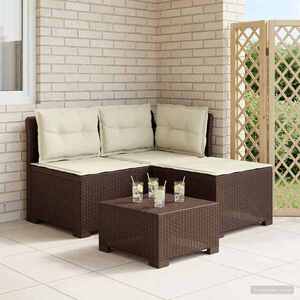 Imagine vidaXL Sofa de grădină cu 3 locuri, cu perne, aspect de rattan PP Maro