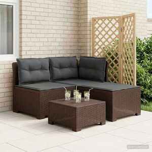 Imagine vidaXL Sofa de grădină cu 3 locuri, cu perne, aspect de rattan PP Maro