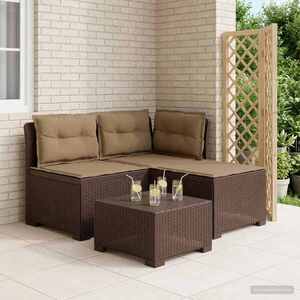 Imagine vidaXL Sofa de grădină cu 3 locuri, cu perne, aspect de rattan PP Maro