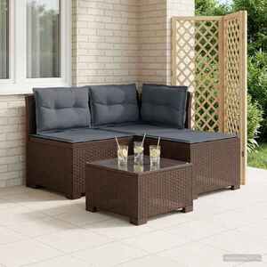 Imagine vidaXL Sofa de grădină cu 3 locuri, cu perne, aspect de rattan PP Maro
