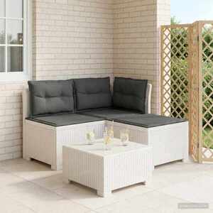 Imagine vidaXL Sofa de grădină cu 3 locuri, cu perne, aspect de rattan PP Alb