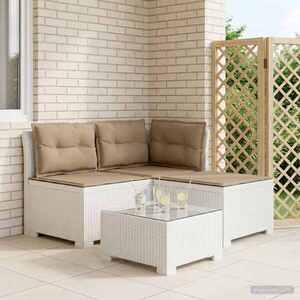 Imagine vidaXL Sofa de grădină cu 3 locuri, cu perne, aspect de rattan PP Alb