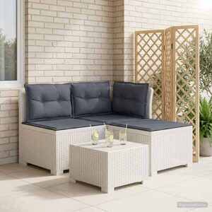 Imagine vidaXL Sofa de grădină cu 3 locuri, cu perne, aspect de rattan PP Alb