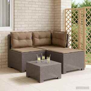 Imagine vidaXL Sofa de grădină cu 3 locuri, cu perne, aspect de rattan PP