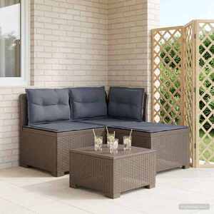 Imagine vidaXL Sofa de grădină cu 3 locuri, cu perne, aspect de rattan PP