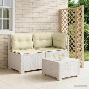 Imagine vidaXL Canapea de Grădină cu 2 Locuri cu Perne Aspect Rattan PP Alb