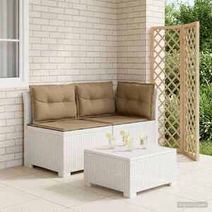 Imagine vidaXL Canapea de Grădină cu 2 Locuri cu Perne Aspect Rattan PP Alb