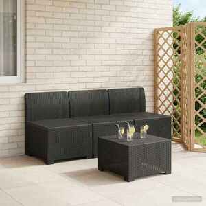 Imagine vidaXL Canapea pentru Grădină cu 3 Locuri Aspect Rattan PP Antracit
