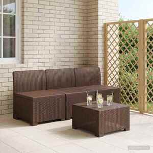 Imagine vidaXL Canapea pentru Grădină cu 3 Locuri Aspect Rattan PP Maro