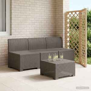 Imagine vidaXL Canapea pentru Grădină cu 3 Locuri Aspect Rattan PP Gri deschis