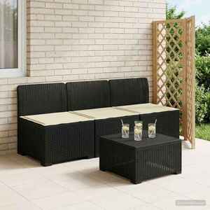 Imagine vidaXL Sofa de grădină cu 3 locuri, cu perne, aspect de rattan PP