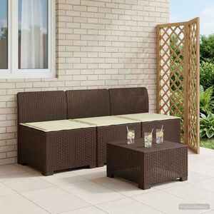 Imagine vidaXL Sofa de grădină cu 3 locuri, cu perne, aspect de rattan PP Maro
