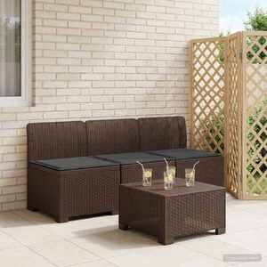 Imagine vidaXL Sofa de grădină cu 3 locuri, cu perne, aspect de rattan PP Maro