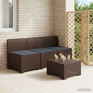 Imagine vidaXL Sofa de grădină cu 3 locuri, cu perne, aspect de rattan PP Maro