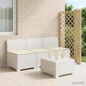 Imagine vidaXL Sofa de grădină cu 3 locuri, cu perne, aspect de rattan PP Alb