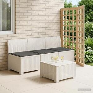 Imagine vidaXL Sofa de grădină cu 3 locuri, cu perne, aspect de rattan PP Alb