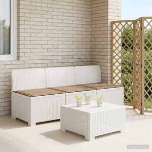 Imagine vidaXL Sofa de grădină cu 3 locuri, cu perne, aspect de rattan PP Alb