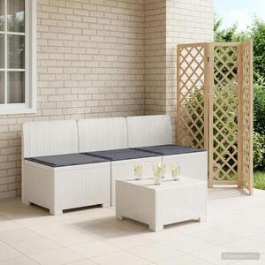 Imagine vidaXL Sofa de grădină cu 3 locuri, cu perne, aspect de rattan PP Alb