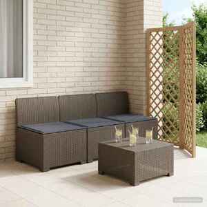 Imagine vidaXL Sofa de grădină cu 3 locuri, cu perne, aspect de rattan PP