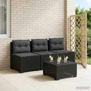 Imagine vidaXL Sofa de grădină cu 3 locuri, cu perne, aspect de rattan PP