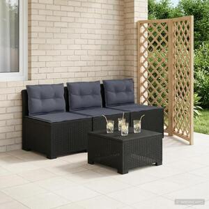 Imagine vidaXL Sofa de grădină cu 3 locuri, cu perne, aspect de rattan PP