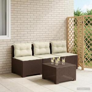 Imagine vidaXL Sofa de grădină cu 3 locuri, cu perne, aspect de rattan PP Maro