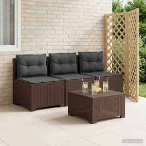 Imagine vidaXL Sofa de grădină cu 3 locuri, cu perne, aspect de rattan PP Maro