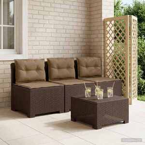 Imagine vidaXL Sofa de grădină cu 3 locuri, cu perne, aspect de rattan PP Maro