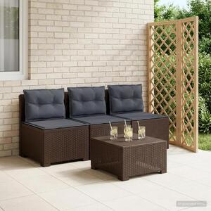 Imagine vidaXL Sofa de grădină cu 3 locuri, cu perne, aspect de rattan PP Maro
