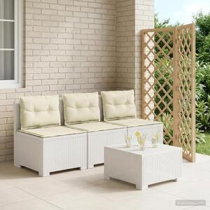 Imagine vidaXL Sofa de grădină cu 3 locuri, cu perne, aspect de rattan PP Alb