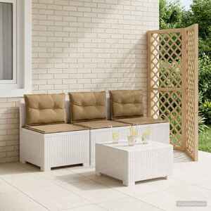 Imagine vidaXL Sofa de grădină cu 3 locuri, cu perne, aspect de rattan PP Alb