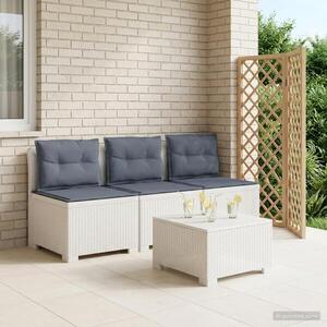 Imagine vidaXL Sofa de grădină cu 3 locuri, cu perne, aspect de rattan PP Alb